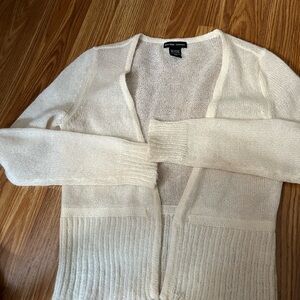 New York & Company Ivory Open-Front Cardigan